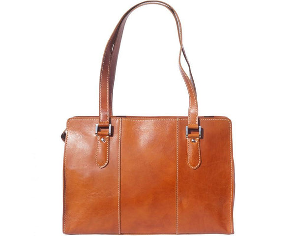 "Verdiana" Italian Leather Shoulder Bag with Long Straps - Luxury Italian Handbags and Accessories