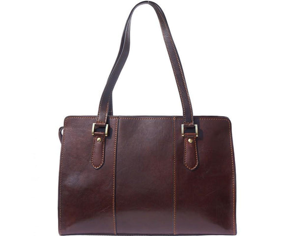 "Verdiana" Italian Leather Shoulder Bag with Long Straps - Luxury Italian Handbags and Accessories