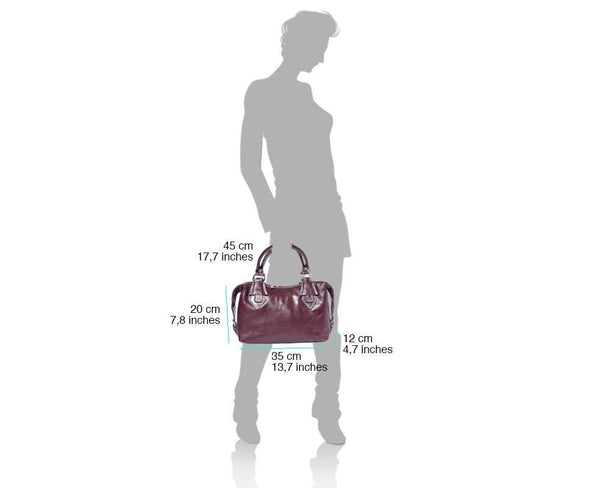 "Ornella" Italian Leather Handbag with Double Handle - Luxury Italian Handbags and Accessories